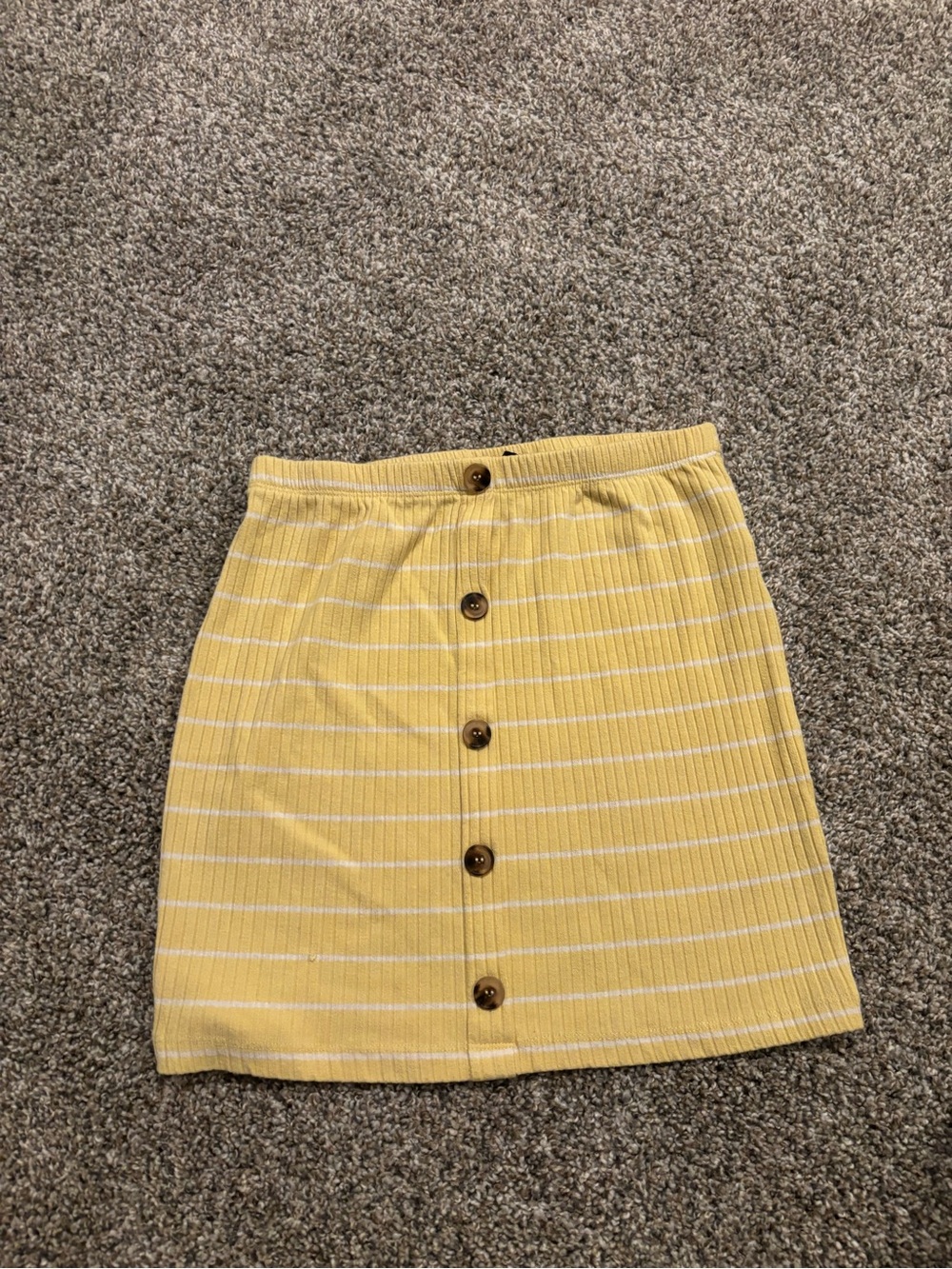 Forever 21 Yellow Striped Button-Front Mini Skirt